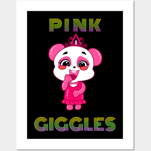 Panda Girl Pink Giggles Posters and Art